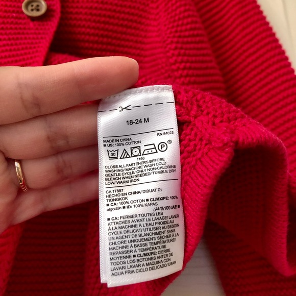 Girls Old Navy Knit Buttoned Red Sweater 18-24 Months - Picture 5 of 6